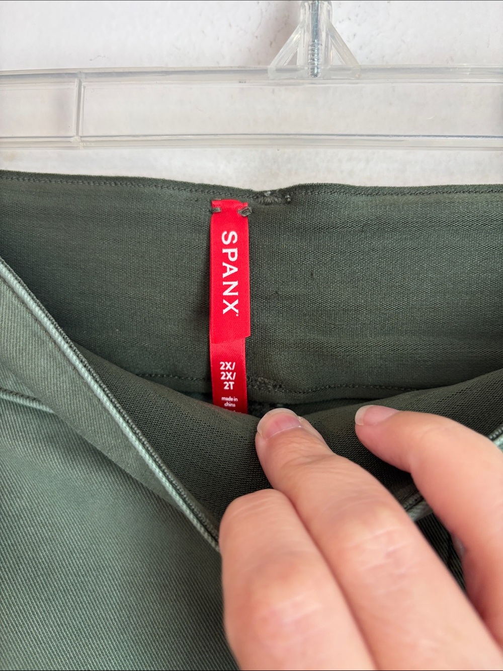 Spanx Womens stretch twill wide leg cropped pants green pull on 2XL XXL chinos - Picture 4 of 10